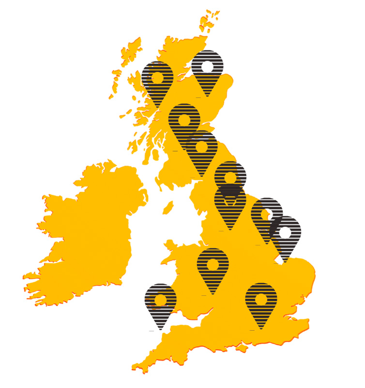 UK Map Location Pins